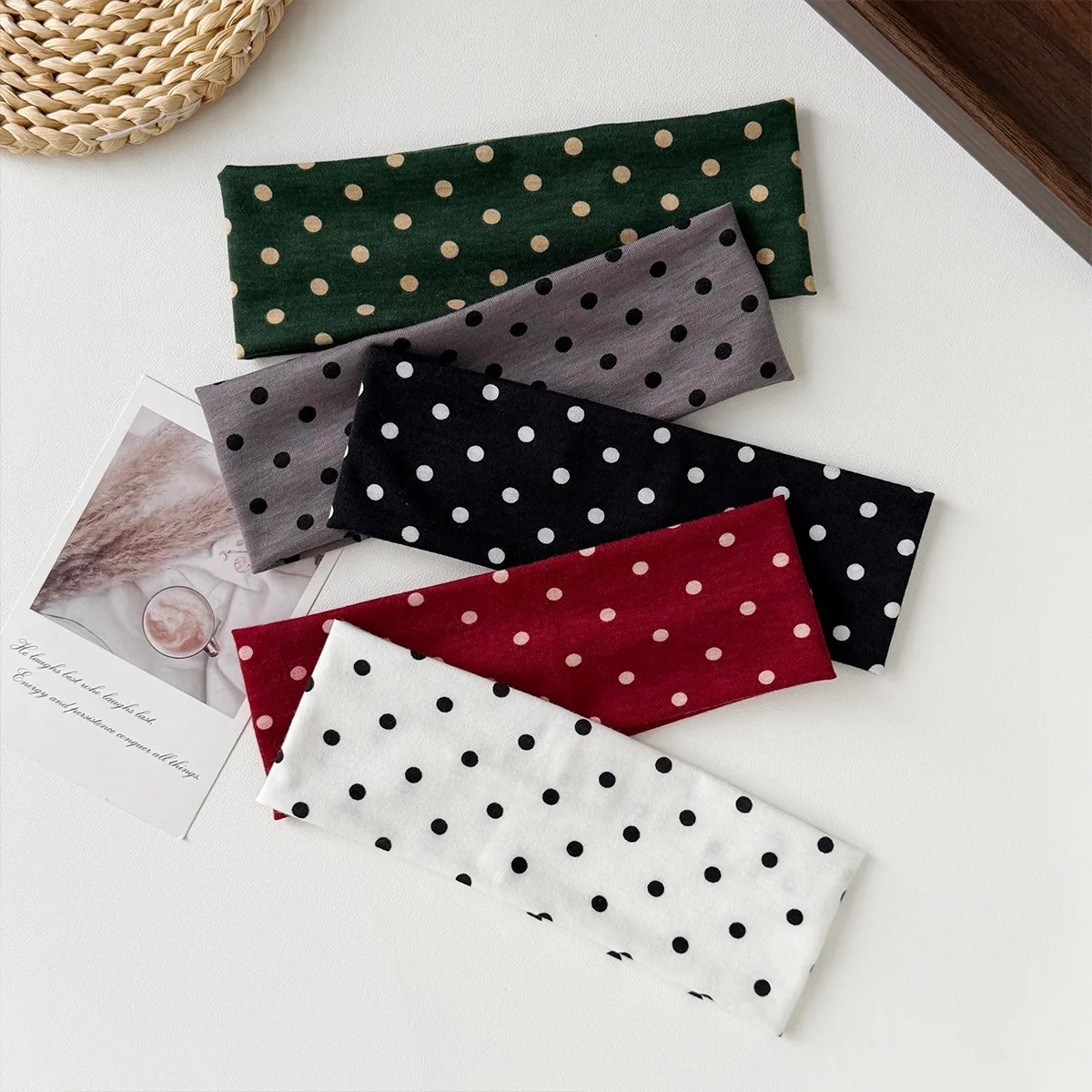 1 Stück Baumwoll-Polka-Dot-Yoga-Stirnband mit Punktmuster, Make-up-Stirnband, Sport-Fitness-Schweißabsorbierendes Haarband, Haarschmuck – Detail 3