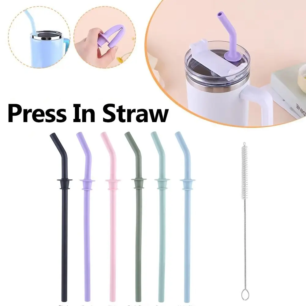 Reusable Silicone Straws Cleaning Brush Large Diameter Straw Press Replacement Straws Long Straw Drinking Straws