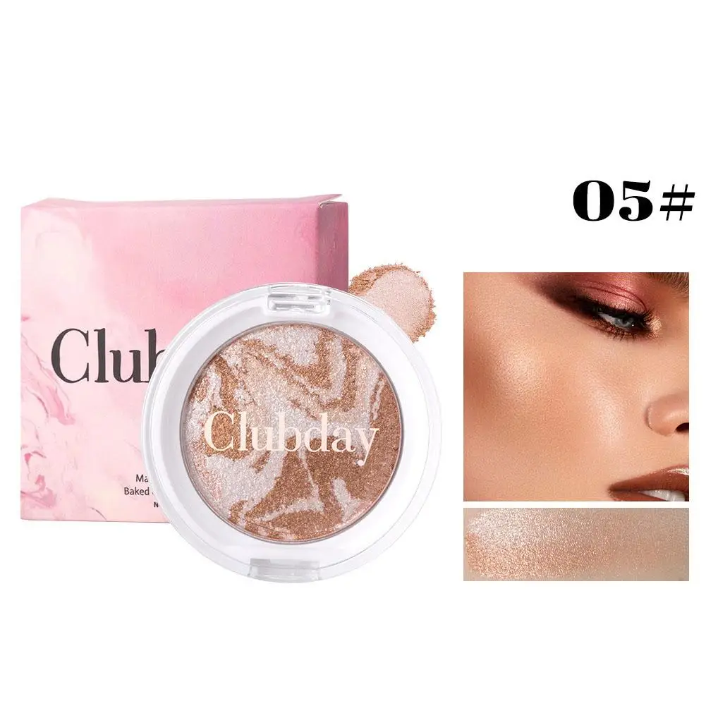 Pearly Blush Marble Pattern Face Baked Brighten Blush Contour Natural High Long-lasting Face Highgloss Pigment Highlight Ma Y1q7