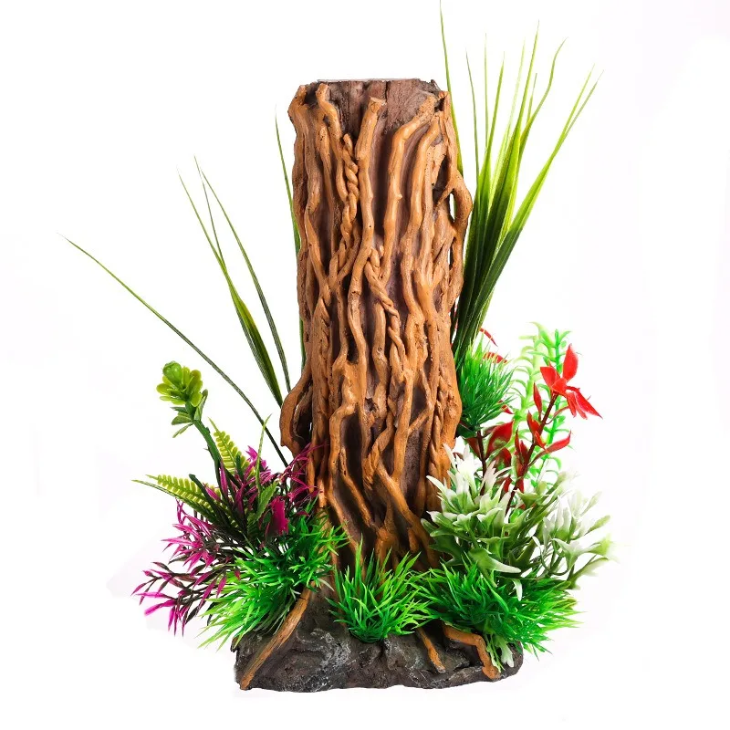 

10pcs Fish tank Landscape Simulation Tree Stump Plastic Water Grass Decoration