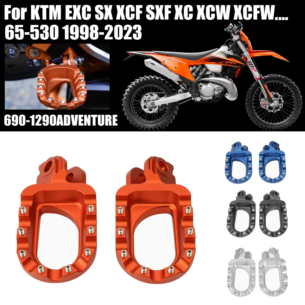 

For KTM EXC SX XCF SXF XC XCW XCFW 65 85 125 150 200 250 300 350 450 ADVENTURE 990 CNC Foot Rests Footrest footpegs Pegs Pedals