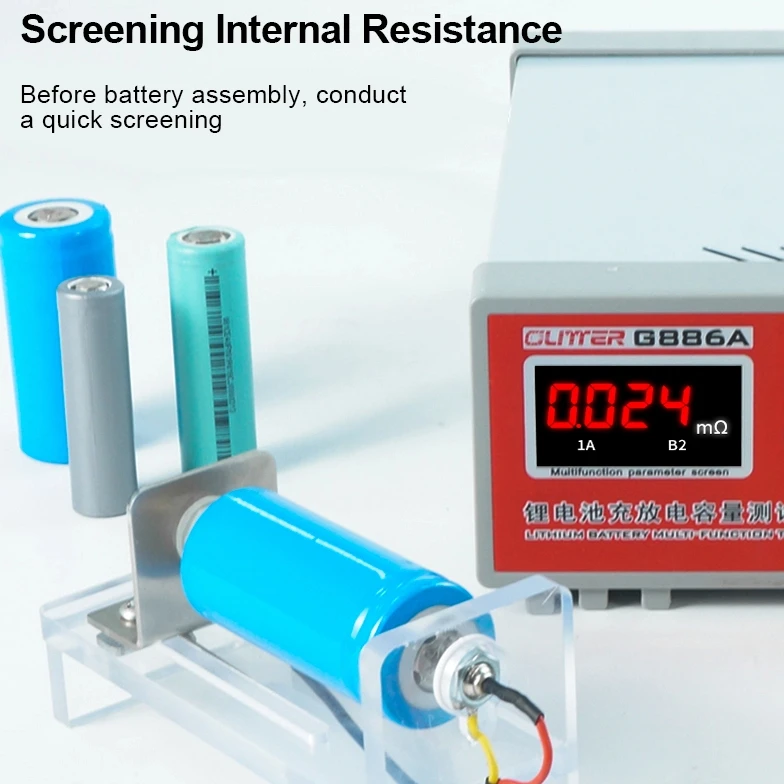 

G886A Battery Tester Kit Host Power Cord Testing Clips Manual for Lithium Battery Maintenance
