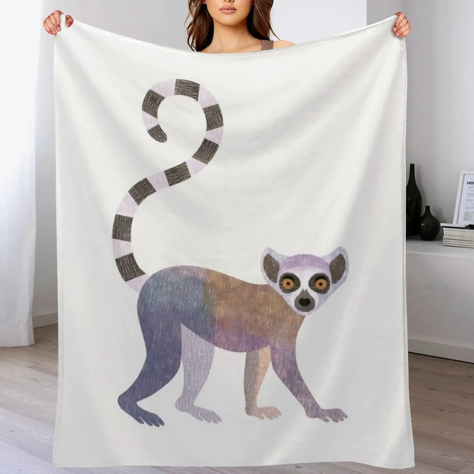 

L is for Lemur Throw Blanket Giant Sofa Soft Plaid blankets and throws Heavy Blankets