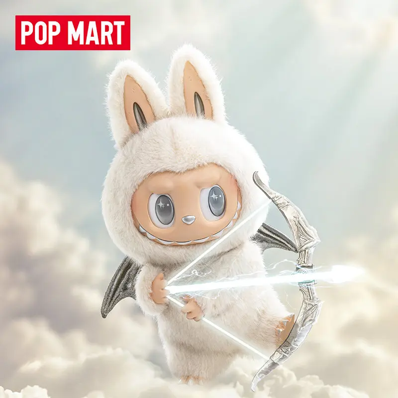Pop Mart The Monsters Angel In Clouds Vinyl Face Plush Doll Soft Furry Silver Wings Collectible Home Decor For Adult Collectors