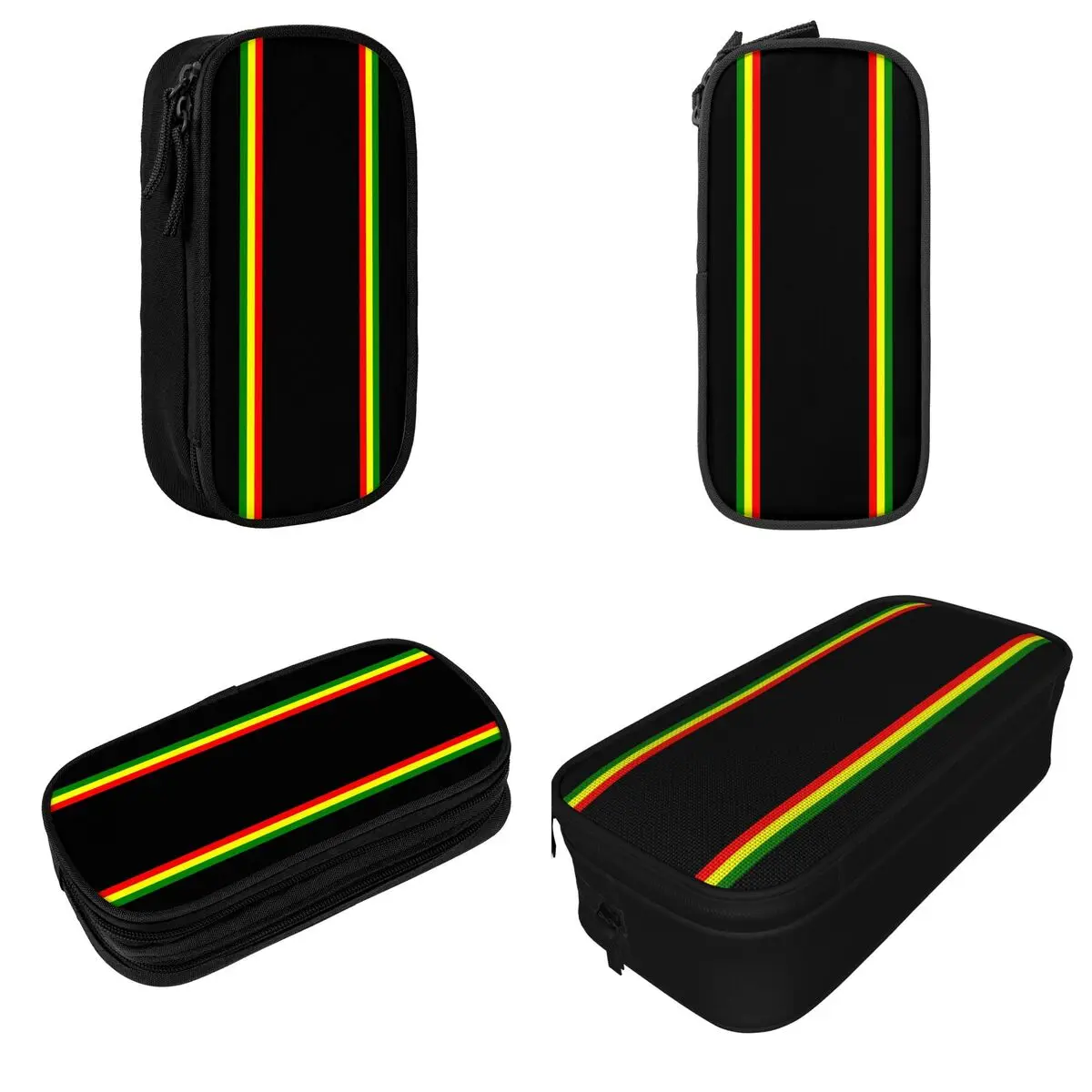 Rasta Stripe Pencil Cases Reggae Jamaican Jamaica Proud Pencilcases Pen Box for Student Large Storage Bag School Gift Stationery