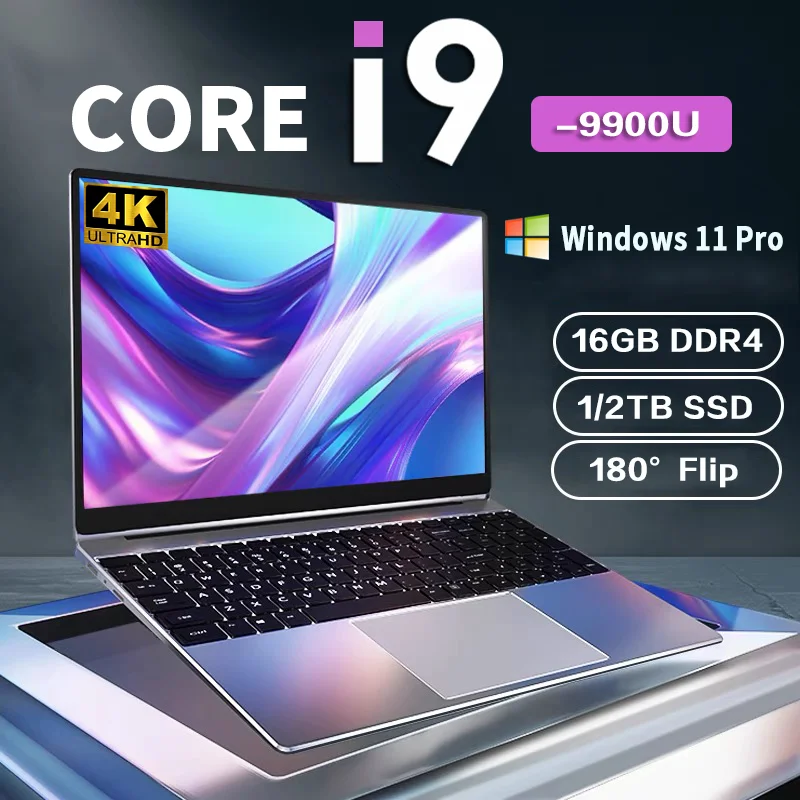

NEW Core i9-9900U laptop 16GB RAM 1/2TB SSD Portable laptops 14.1-inch Windows 11 Por Notebook computer Office Gaming