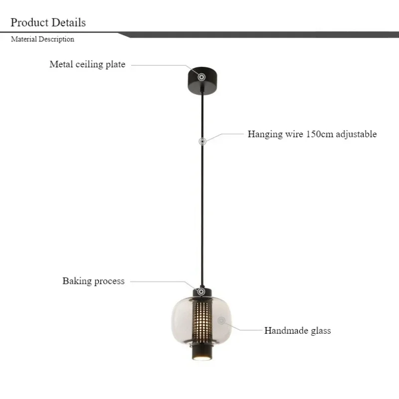 

SANDYHA Modern Glass Pendant Light for Restaurant Kitchen Island Stylish Chandelier Ideal for Living Room and Bedroom Decorative