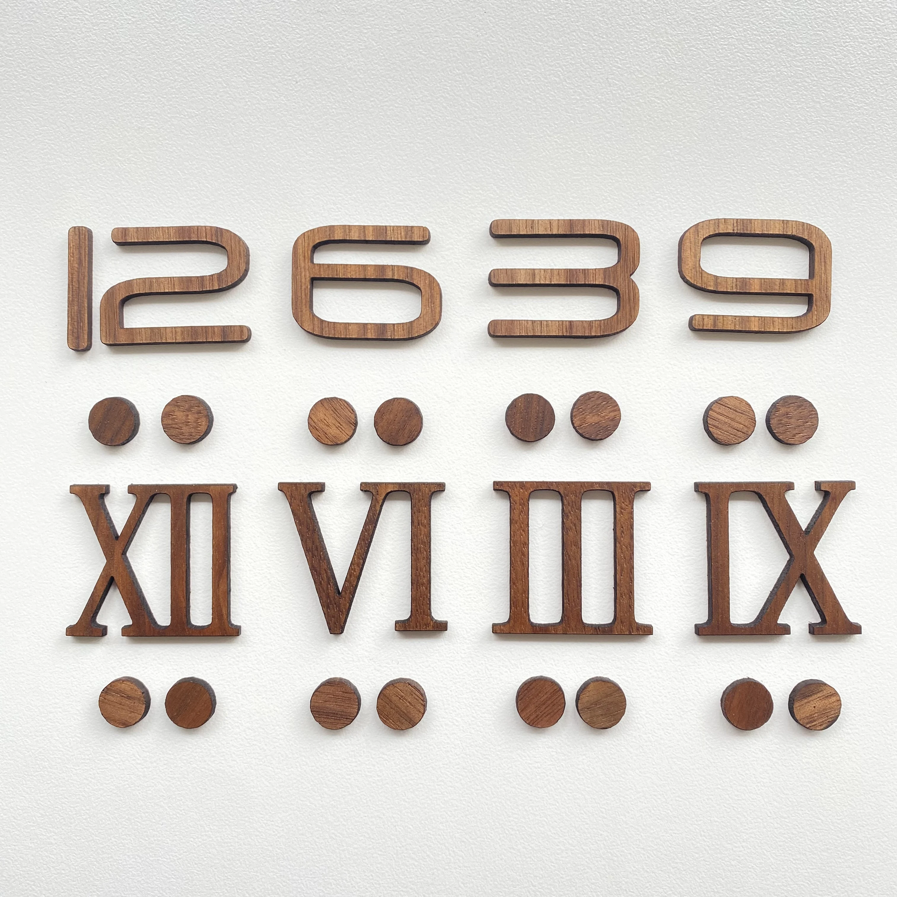 Wooden Clock Numbers for Hours Arabic Roman Numerals Separately Digital Watches Customizable Kits Replacement Gadget