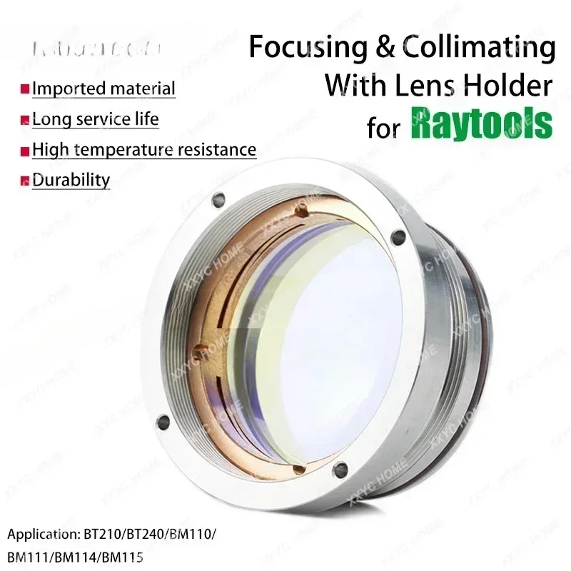 Raytools BM111 عدسة تركيز بالليزر D30 F100 F125 0-3KW مع حامل عدسة لرأس قطع الألياف البصرية السيليكا JGS1