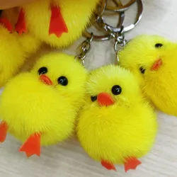 Small Chicken Keychain Easter Fluffy Chicks Mini Realistic Plush Chick Keychain for Easter Party Favors(1 PCS)