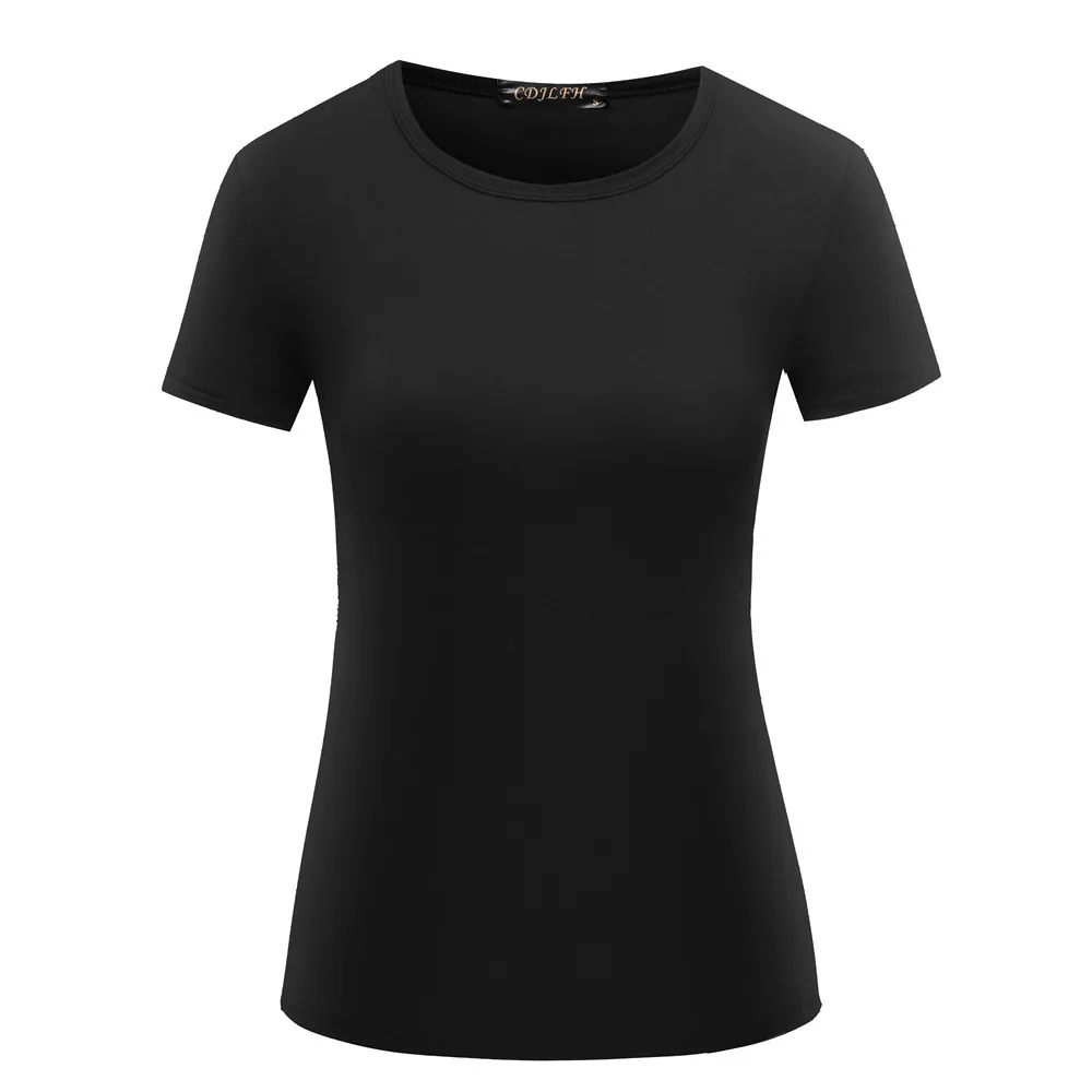 T-shirt a maniche corte da donna camicia a maniche corte camicia girocollo nero bianco tinta unita Top T-shirt per la casa