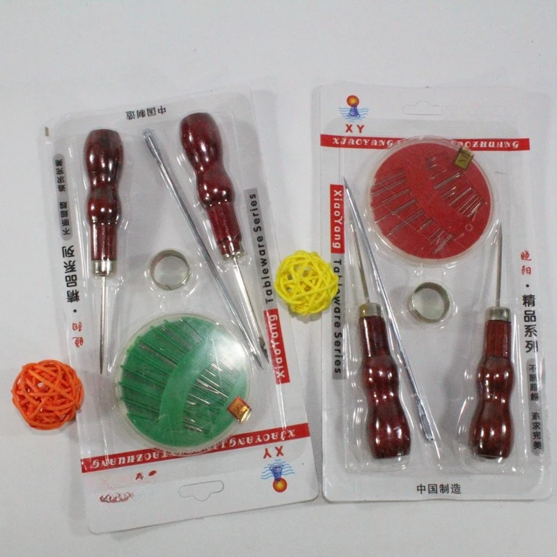 

Red Awl Crochet Needle and Thread Box Top Needle Shoe Repair Needle Five Piece Set Handmade DIY Repairing Shoes and Sewing Tools