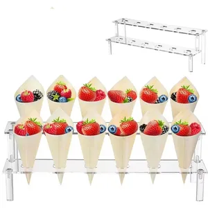Nampan Tempat Makanan Penutup Kerucut Es Krim Akrilik 12 Lubang Rak Display Kerucut Wafel Rak Penyimpanan Alat Kue Makanan Prasmanan Pesta Pernikahan 8 tempat es krim dengan penjualan terbaik - №