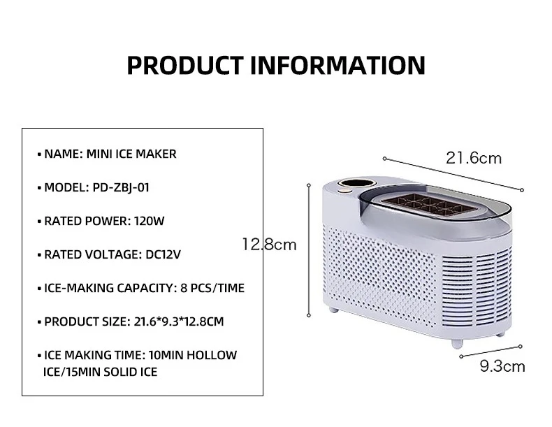 Portable Quick Freeze Mini Car Ice Maker | Cube Ice Box | 3-minute Ice Release|