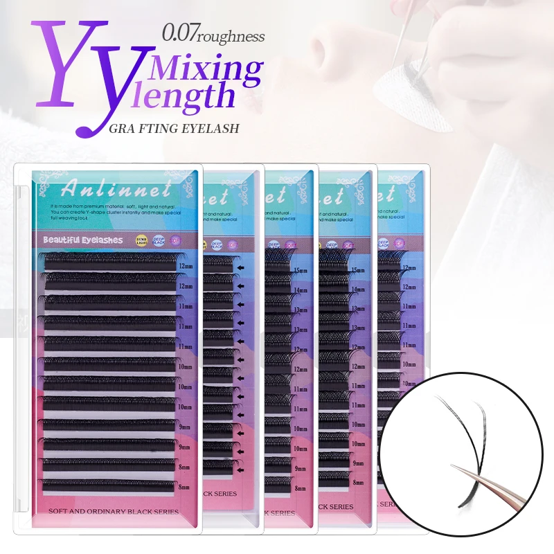 YY Shape Hand Woven Premium Eyelashes Extension Matte Professional High Quality Soft and Natural Makeup Premium Eyelashes