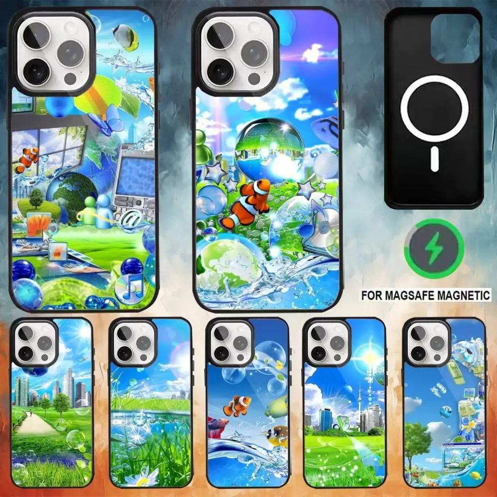 

Frutiger Aero Phone Case For iPhone17,16,15,14,13,12,11 Plus,Pro Max Magnetic For Magsafe Wireless Charging