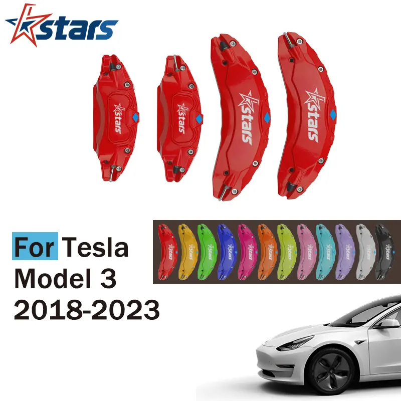 

For Tesla Model 3 2018-2023 4Pcs Brake Caliper Covers 12 Colors 18 19 Inch Stars Stickers Will Be Included