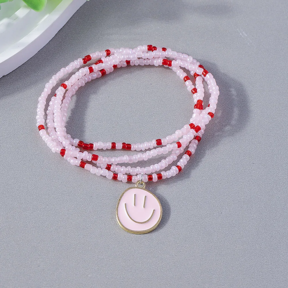 Aihua Bohemia Niedliches Lächeln-Gesichtsarmband für Frauen, buntes mehrschichtiges Perlen-BFF-Armband für beste Freunde, Kinder, Geburtstagsgeschenke – Detail 8