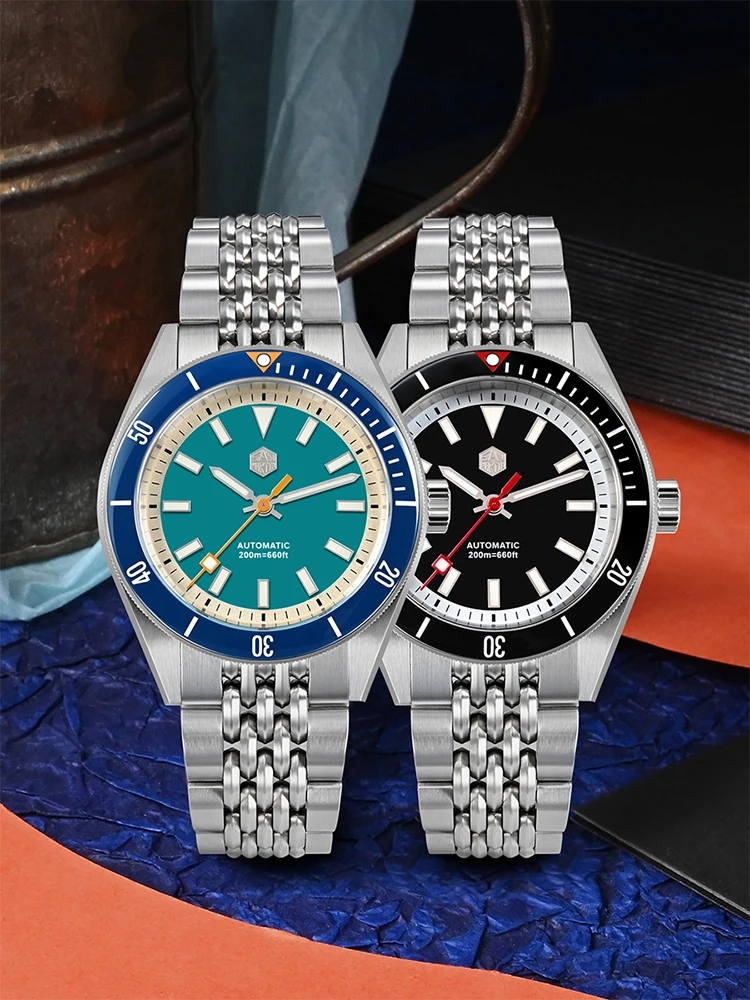 San Martin Original Design 39.5mm NH35 Diver Watch Automatic Mechanical Rice Bracelet Fly Adjustable Clasp 20Bar Reloj SN0115G