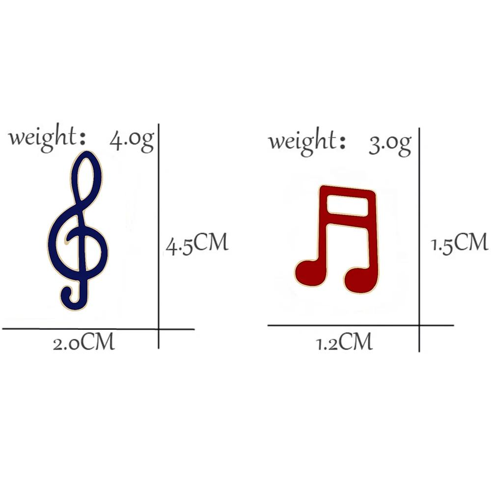 2 Pcs/set Creative Cartoon Musical Note Enamel Brooches Pins Fashion Metal Badges Clothes Decoration Music Brooch High Quality