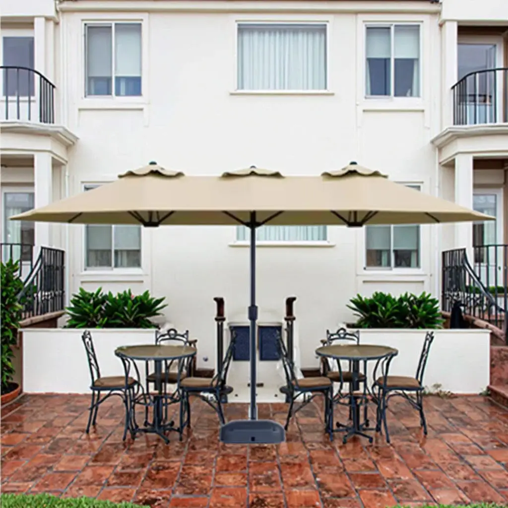 Modern Dual-Use Three-Head Iron Outdoor Umbrella Exclusive for Garden Restaurant Hotels-Patio Furniture Without Base Included