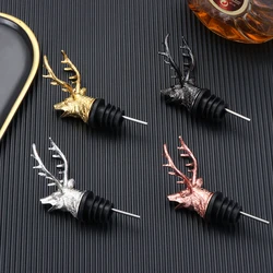 Deer Head Wine Pourer Bottle Stoppers Zinc Alloy Bar Tools Wedding Party Drinks Wine Aerators Kitchen Tool Accessories