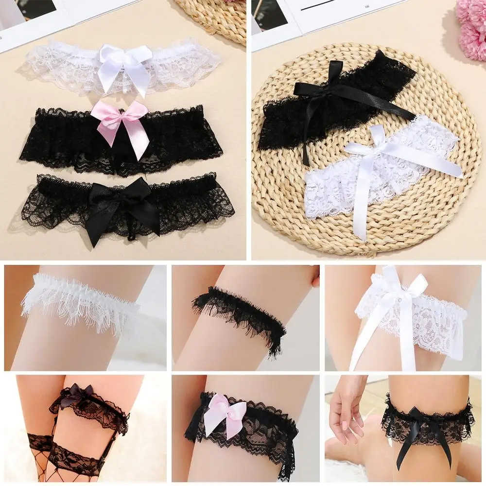 1 pc Lace Leg Ring Bowknot Lace Garter Sexy Fashion Thigh Ring Elastic Leg Ring Bridal Leg Garter Cosplay Party Accessories