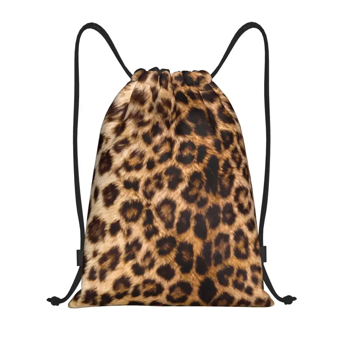 Custom Leopard Cheetah Fur Hide Drawstring Bags for Shopping Yoga Backpacks Women Men Animal Fur Pattern Sports Gym Sackpack