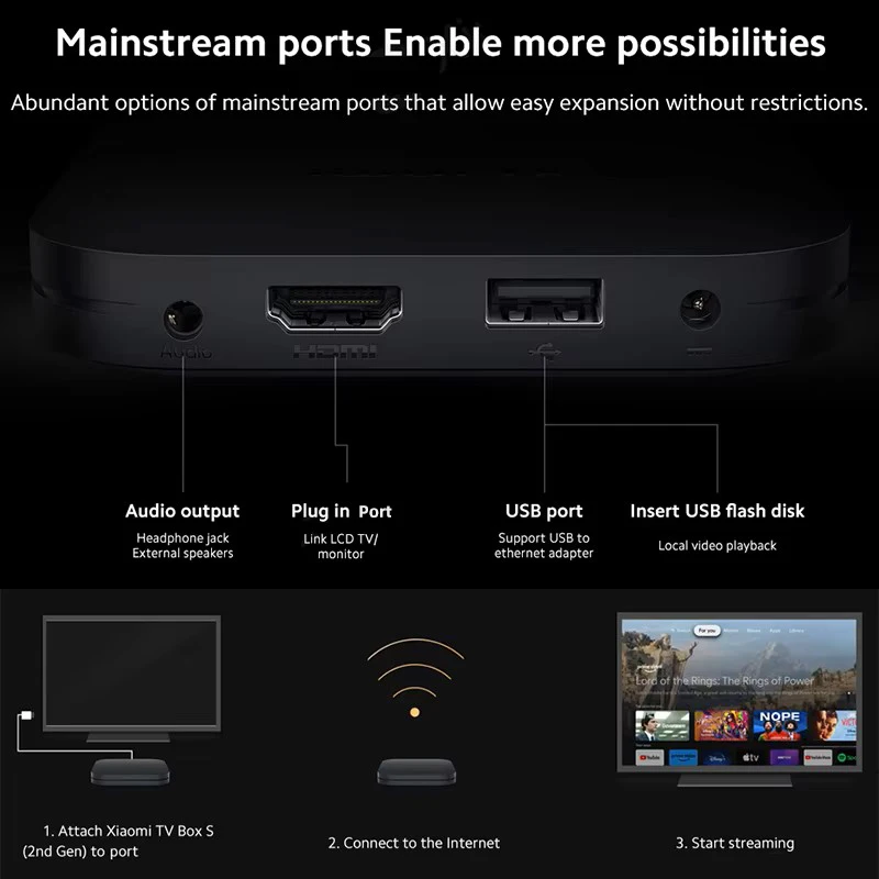 الإصدار العالمي من Xiaomi Mi TV Box S 2nd Gen 4K Ultra HD BT5.2 2GB 8GB Google TV Google Assistant Smart TV Box Dolby Vision HDR10+ #6
