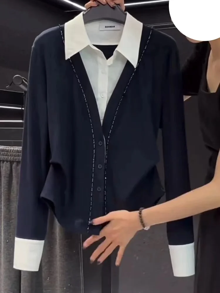 plus Size Women's Faionable Long Sve Knit Top Loose Fit Versatile Sle Autumn New Arrival Korean Sle Office Wear