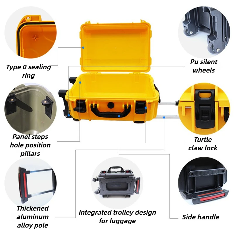 Pull Rod Toolbox Outdoor Waterproof Plastic Toolboxes Garage Tough Build Tool Case Portable Multifunctional Tool Storage Box