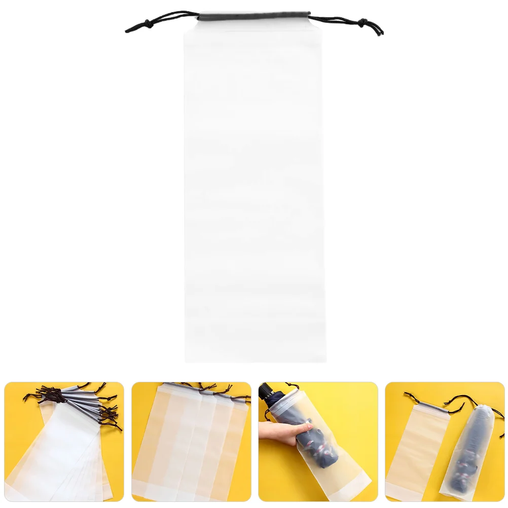 

20 Pcs Drawstring Bags Umbrella Storage Wet Pouch Hanging Translucent with Strap Carrying Straps Travel