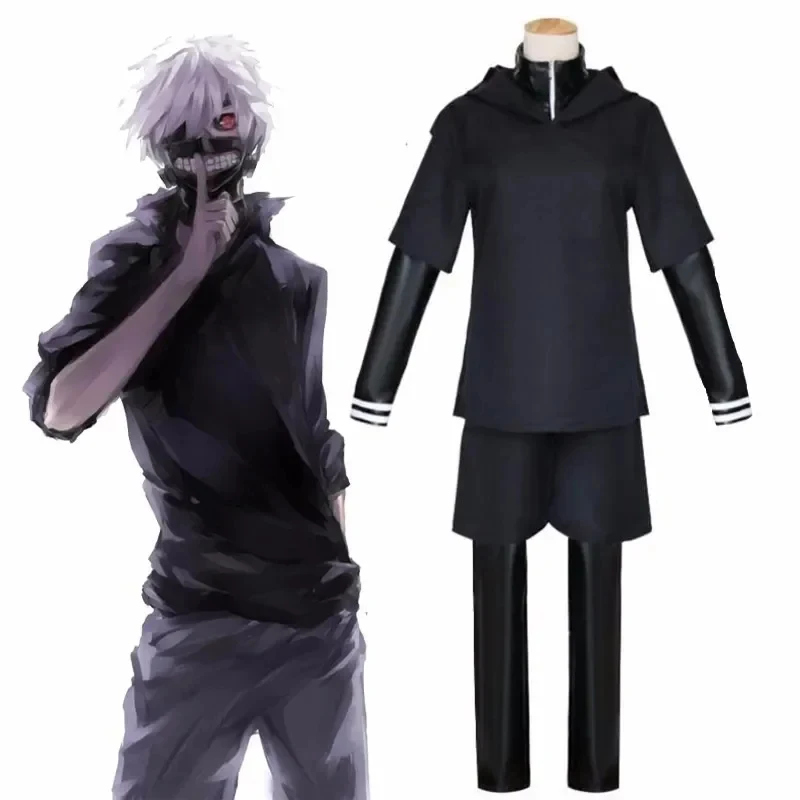 

ABC123JP Anime Tokyo Ghoul Ken Kaneki Cosplay Costume Full Set Black Leather Fight Uniform Women Men Halloween Costums,3'f.5;j.8