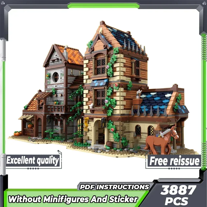 Medieval Fortress Model Moc Building Bricks Medieval Street Technology Modular Blocks Gifts Christmas Toys DIY Sets Assembly