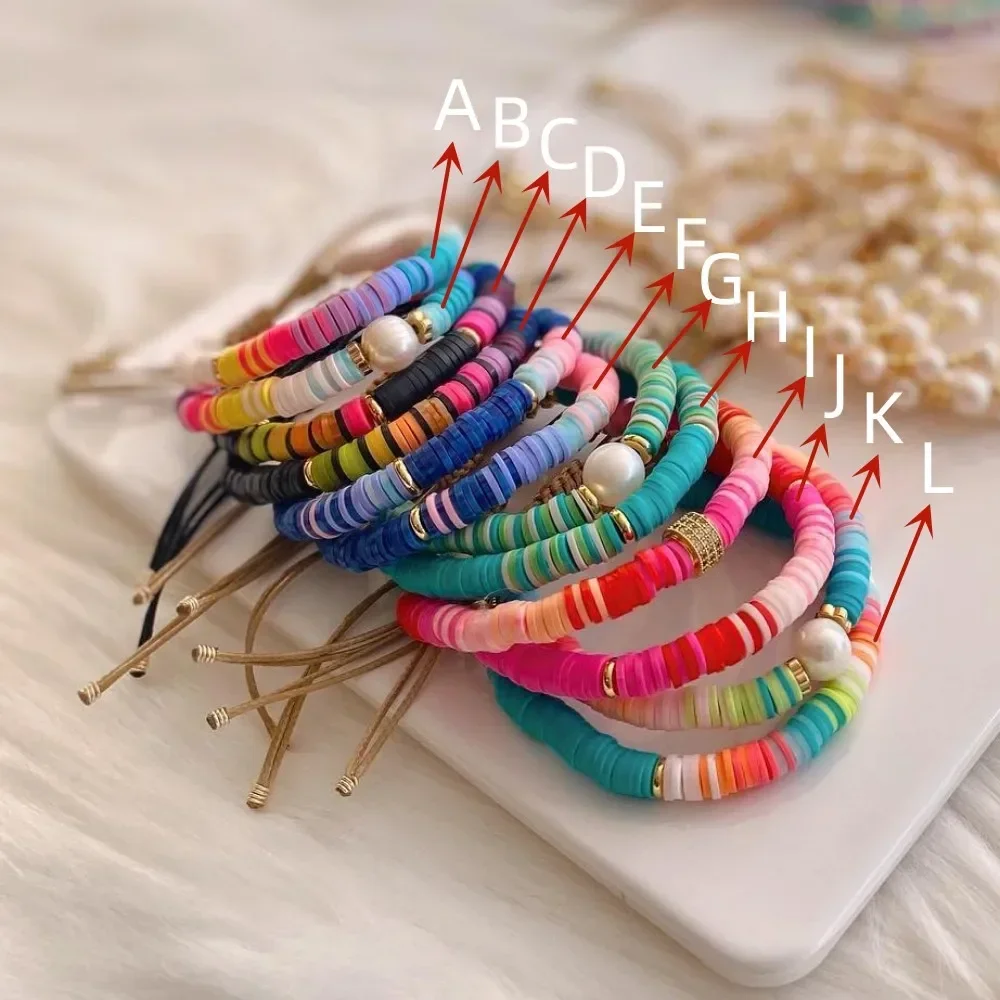 KKBEAD New In Heishi Disc Beads Bracelet Jewelry for Women Fall and Winter Polymer Clay Beaded Bracelets Armbanden Bijoux