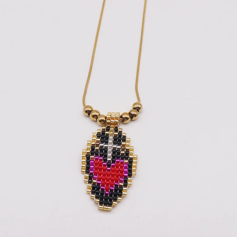 ZHONGVI Exquisite Heart Necklace For Women Miyuki Beaded Handmade Stainless Steel Chain Boho Romantic Love Jewelry Wholesale