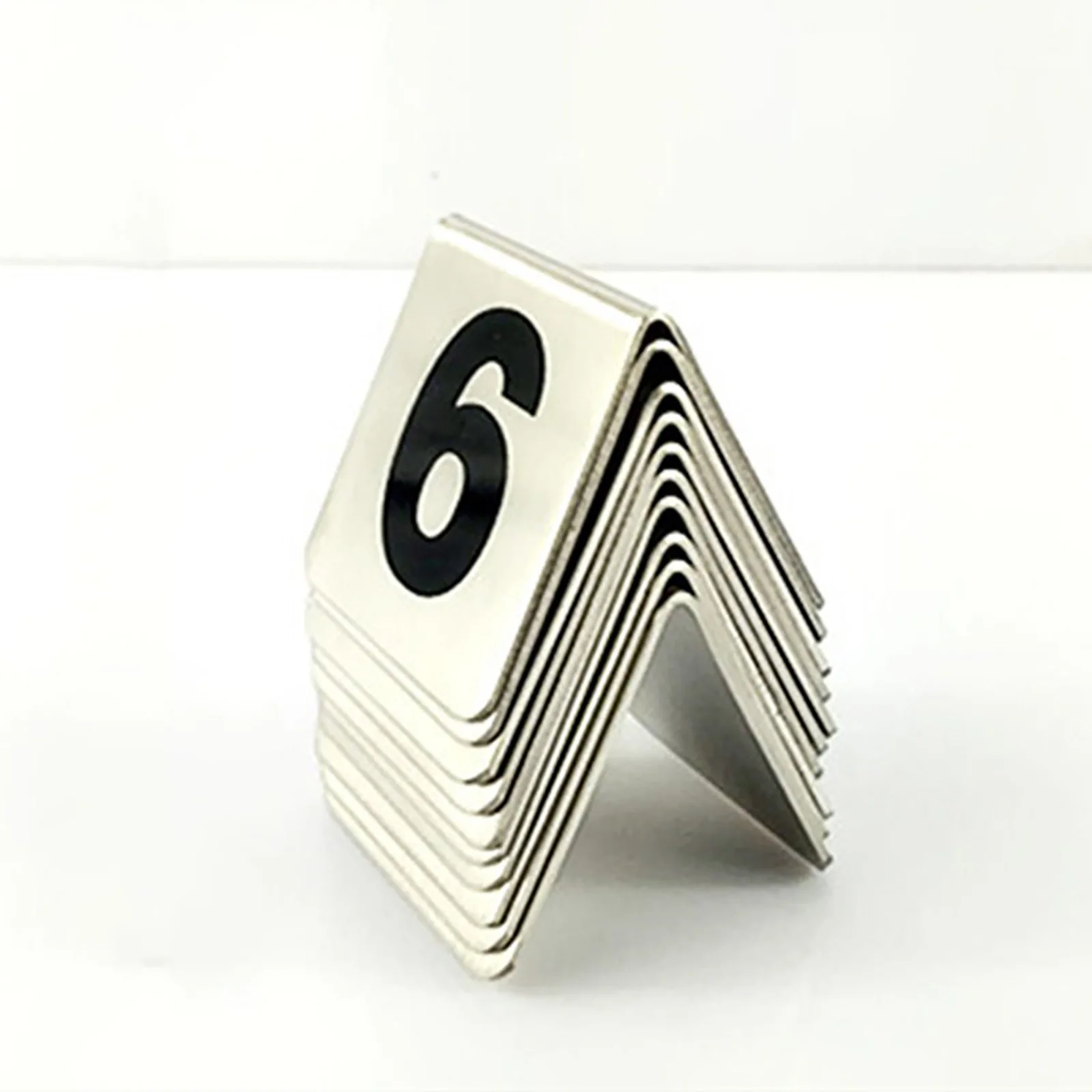 Lot 5pcs SS Table Number Tent Sign Stand Stainless Steel Place Card Label Restaurant Cafe Bar Seating Double Side Customized - view 6