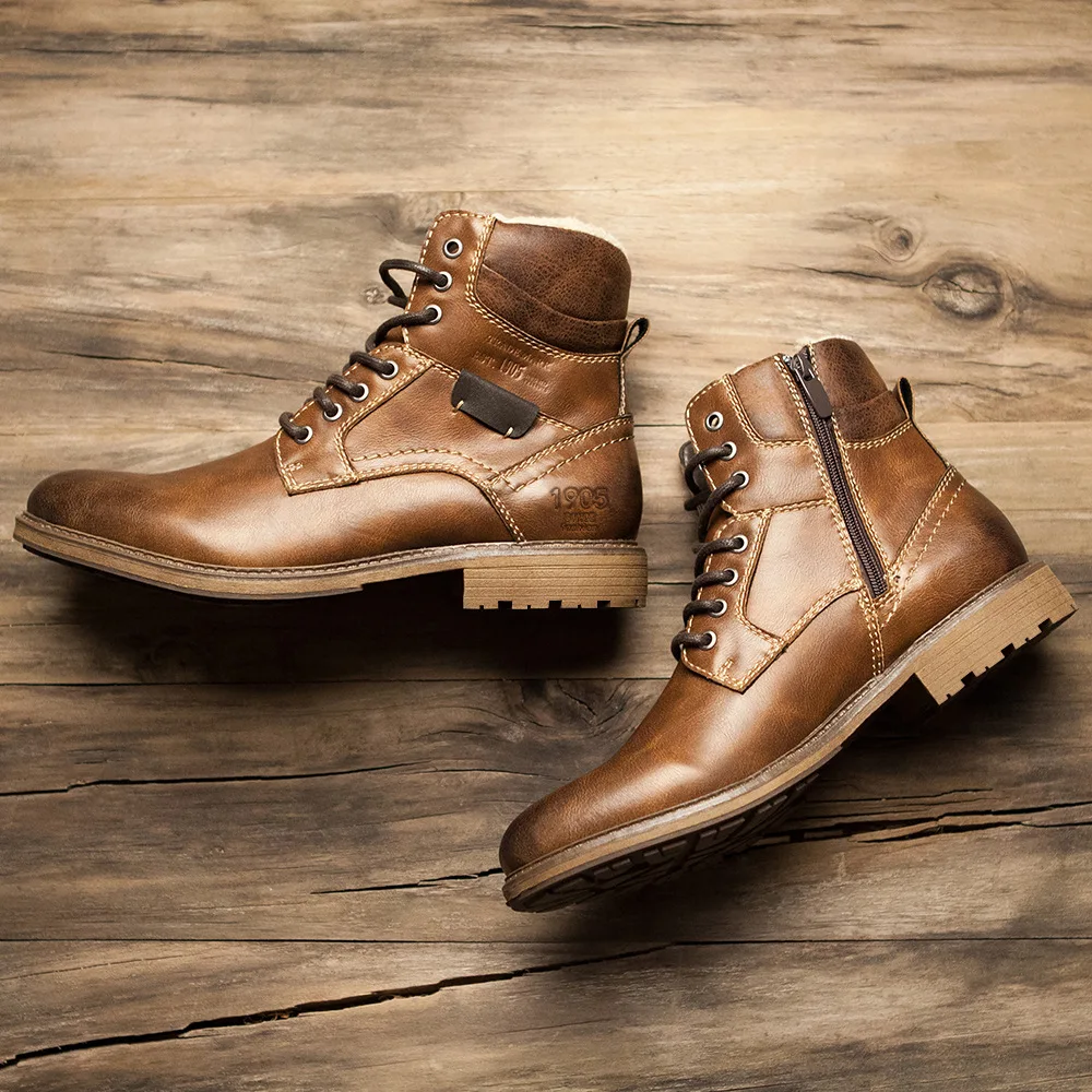 Winter Men Shoes Autumn Boots Retro Style Ankle Boots Lace Up Casual Boots High-top Shoes For Men Wear-resistant Zapatos Boots