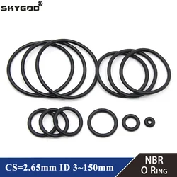 10Pcs NBR O Ring Seal Gasket CS 2.65mm ID 5~150mm Nitrile Butadiene Rubber Spacer Oil Resistance Washer Round Shape Black