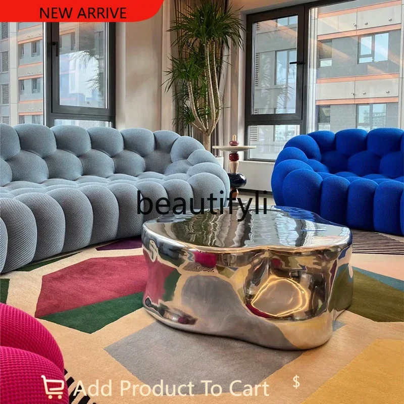 

Modern light luxury stainless steel coffee table high-end special-shaped high-end French combination coffee table G1218