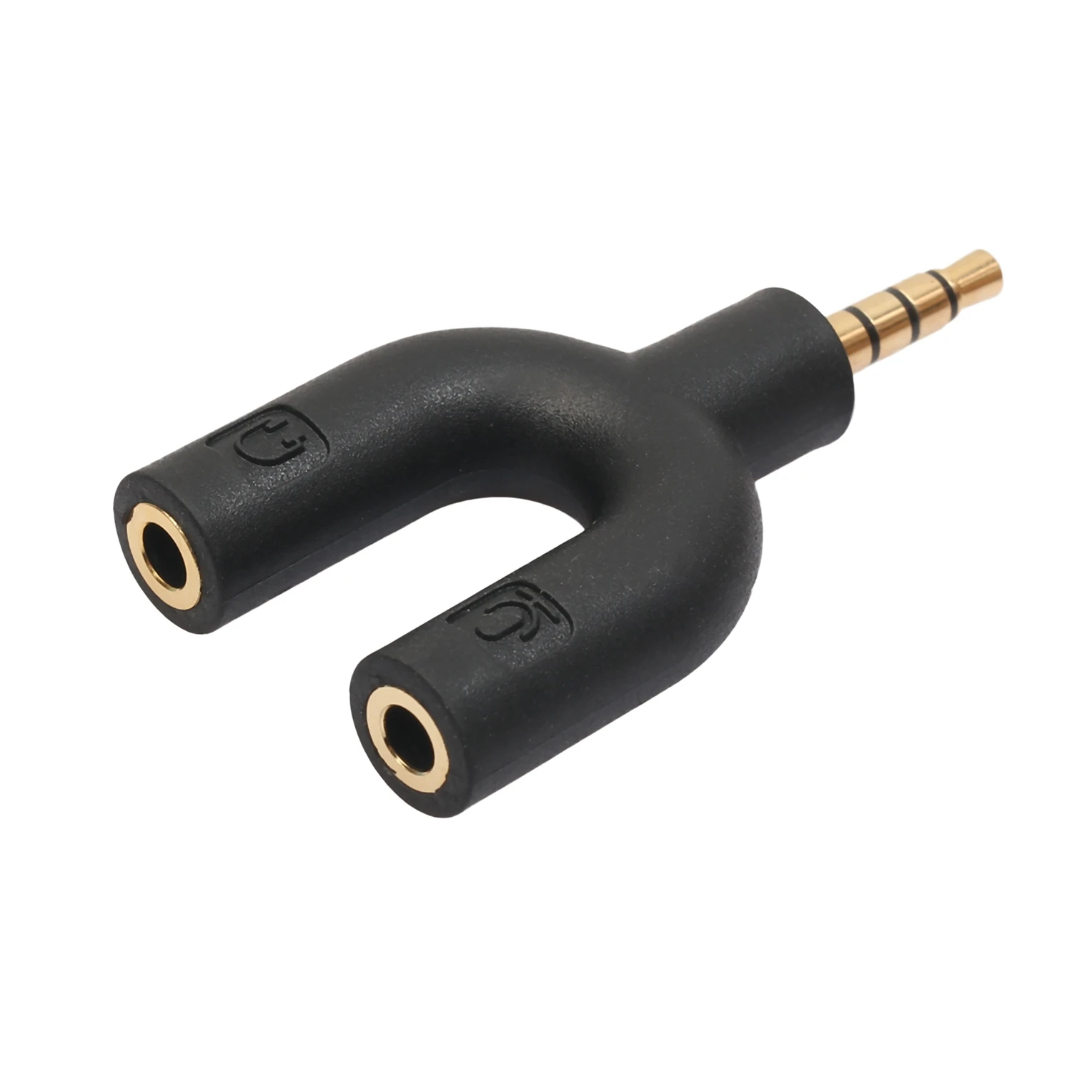 U Type Adapter Dual 3.5 MM Headphone Plug Audio Cables Splitter Microphone 2 in 1 Swivel Connector for Android iPhone