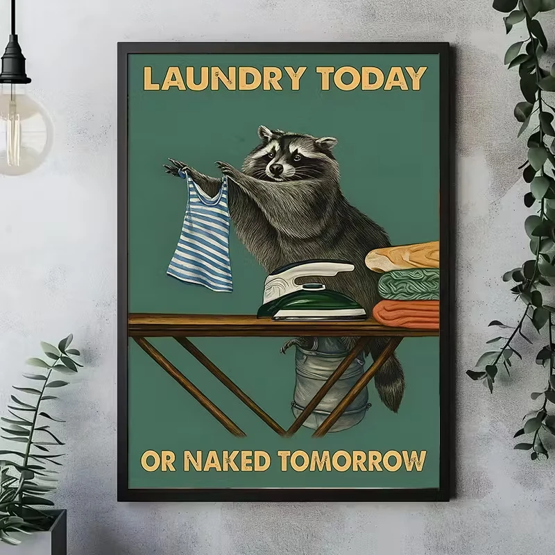 

Raccoon Wall Art Laundry Room Decoration, Interesting Canvas Posters and Printed Materials, Perfect Gifts for Home Decoration