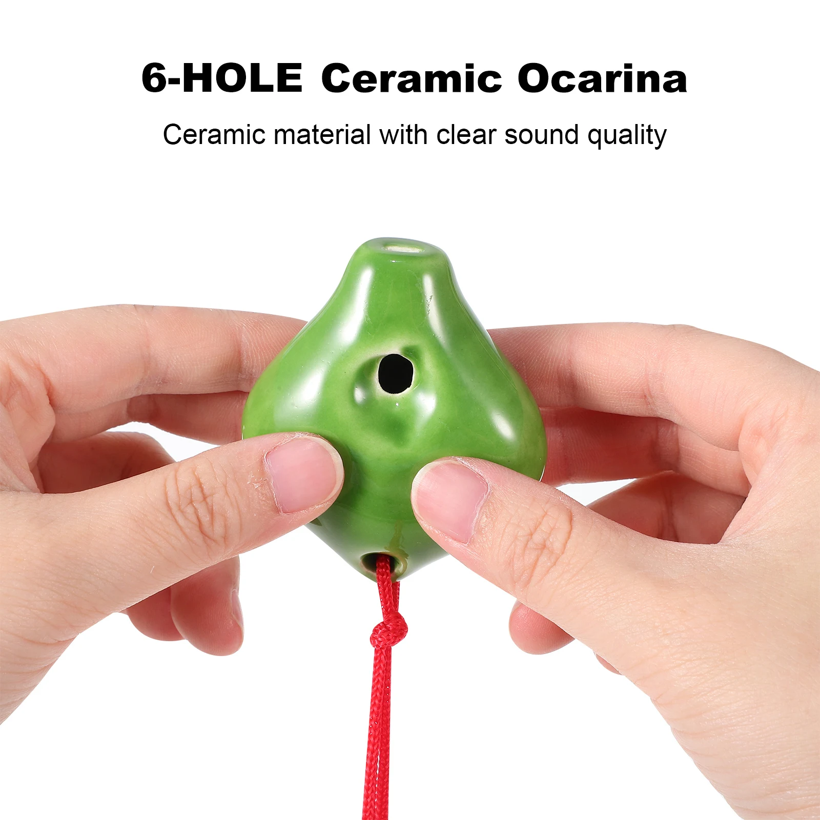 

Mini Ocarina Instrument Small for Beginners Six Hole Green Baby Musical Instruments Necklace