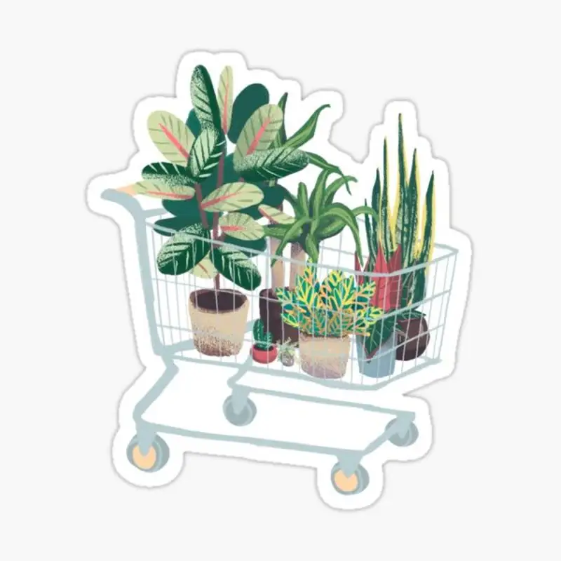 Plant friends Sticker for Laptop Decor Bedroom Car Cute Cartoon Art Fashionable Public Suitcase