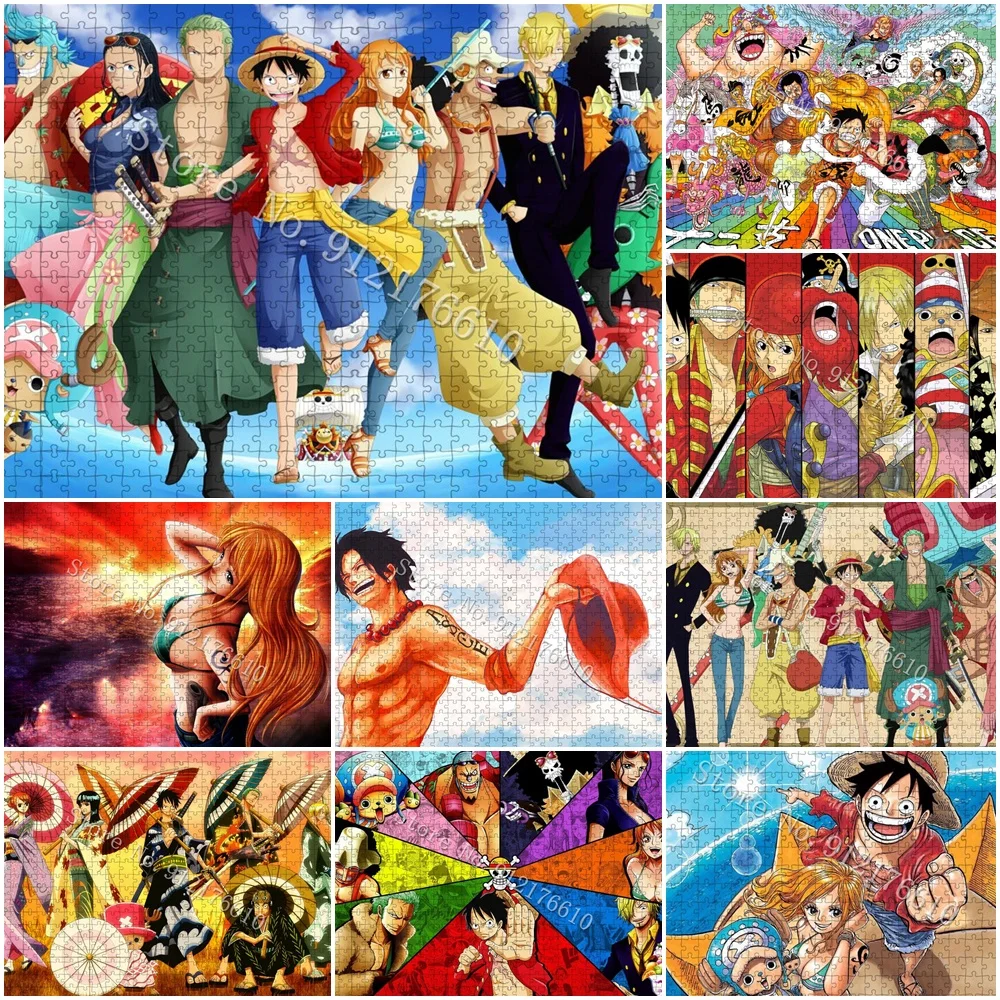 Monkey D Ruffy Lächelndes Gesicht Puzzle 300/500 Teile Anime One Piece Erwachsene Papier Puzzle Dekomprimieren Pädagogisches Familienspiel Spielzeug