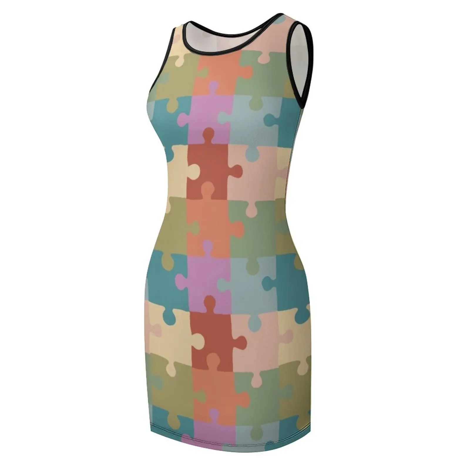 Robe d'été sans manches, puzzle pastel, robes de bal pour événements spéciaux, vêtements sexy pour femmes