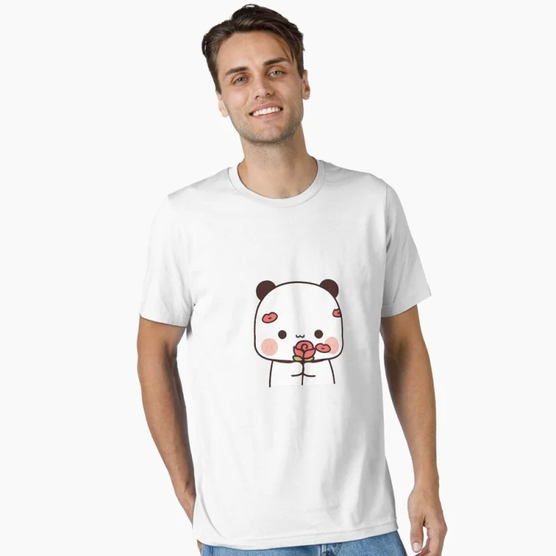 

Valentine's day with Bubu Funny Gift t shirt ‌kawaii‌ Panda Bear Cartoon Graphic tee Cute Y2K Clothes 100% cotton All size Tee