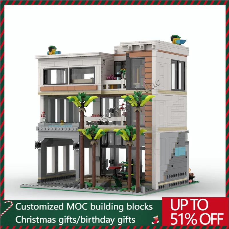 

1783 PCS MOC Creative City Street View Modular Modern House Model Architecture Building Block Children Bricks Toy Festival Gift