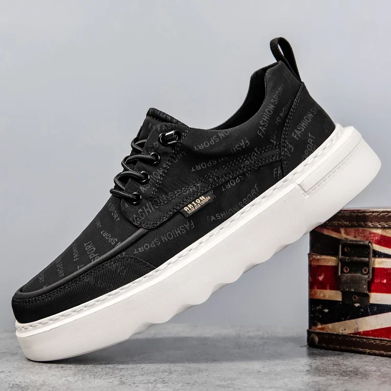 

Personality Mens Casual Shoes New Design Lace-up Vulcanize Shoes Thick Sole Sneakers Versatile Thick Bottom Male Canvas Footwear