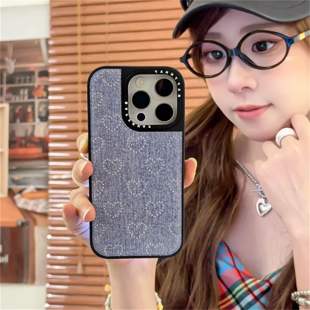 Funda de teléfono con diseño de corazón de amor vaquero a la moda para iPhone 16 Pro 15 14 Pro Max, fundas duras bonitas a prueba de golpes 15 Promax